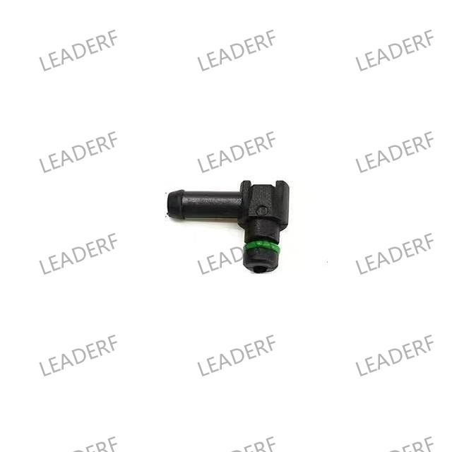 Plastic L injector leakoff connector